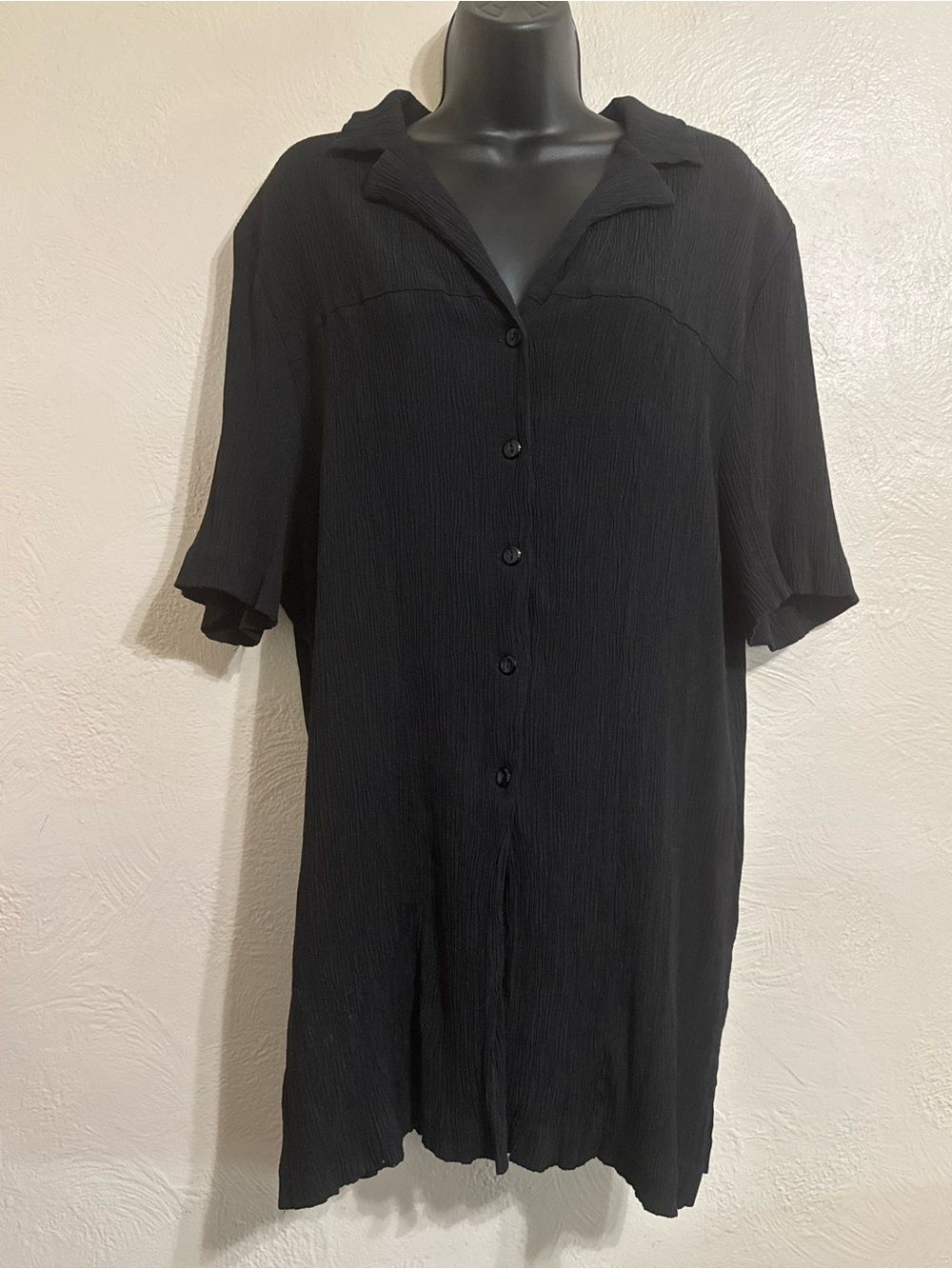 Studio C Black Short-Sleeve Button Front Tunic